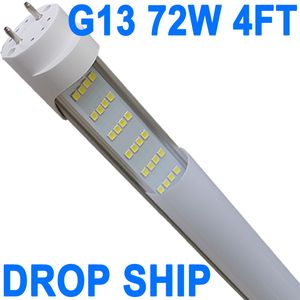 Tubo de luz LED T8 4FT, bypass de reator alimentado de extremidade dupla, 7200Lumens 72W (equivalente fluorescente de 150W), tampa leitosa AC85-265V Luminárias de tubo de iluminação Barn crestech