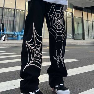 Men's Jeans Y2K Hip Hop Streets Harajuku Embroidered JNCO Jeans High Quality High Waisted Baggy Jeans Womens Loose Wide Leg Jeans Pants