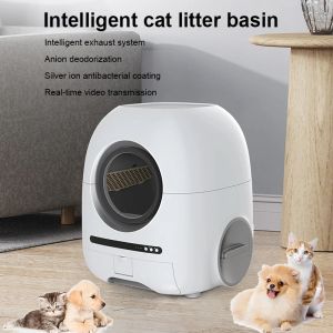 Lådor Intelligent katttoalett helt automatisk snabb självrengöring Toalett Automatisk App Control Deodorization Ventilation Cat Litterbasin