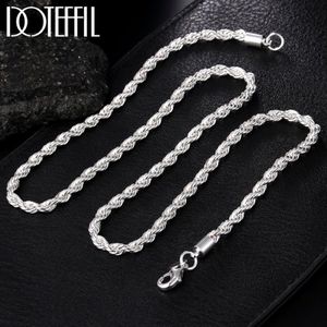 925 Sterling Silver ed Rope Chain Necklace 16 18 20 22 24 Inch 4mm For Women Man Fashion Wedding Charm Jewelry261O