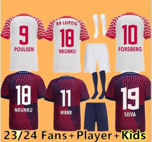 23 24 RBLライプツィゲスサッカージャージ2023 2024 Poulsen Forsberg Hee Chan Sabitzer Upamecano Szoboszlai Kluivert Werner Adams Men Kids Kit Football Shird Uniforms