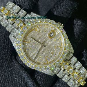 Benutzerdefinierte Marke Moissanit-Uhr Luxus Iced Out VVS Moissanit mechanische Uhr