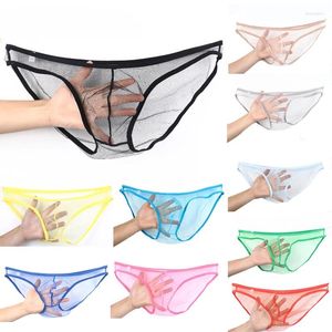 Underpants Men's Briefs Mesh Transparent Sexy Underwear Ropa Erotica Slip Homme Male Bikini Silk Ultra-Thin Mannen Lingerie Gay Panties XXL