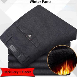 Pantaloni Inverno Caldo Pile Pantaloni Casual Uomo Dritto Formale Pantaloni Lunghi Adulto Colore Solido Design Piatto Vestito di Spessore Pantalone Affari YYQWSJ