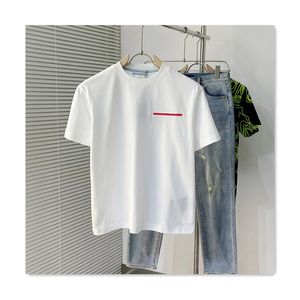 Designer clássico mens tshirt verão homens camisetas moda 100% algodão puro logotipo vermelho de alta qualidade branco mens manga curta esportes casuais versátil solto homens tees