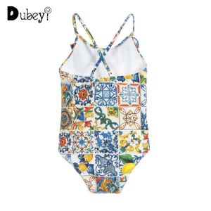 Swimwear Kids Swimwear for Girls 1yrs10yrs Children Suspender Floral Bikinis Strappy Swimsuit Plus Size Swimming Wear Bathing Suit