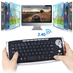Teclados mini 2.4g de teclado sem fio Bluetooth para o teclado trackball para laptop PC PC portátil rastrear mouse de mouse decente