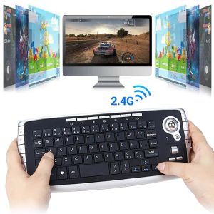 Keyboards Mini 2.4G Bluetooth Wireless Keyboard Trackball Keyboard for Laptop PC Portable multifunction Trackball Air Mouse Decent Design