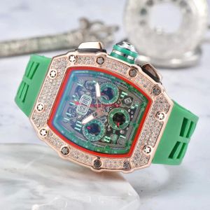 Orologio da uomo con data automatica con diamanti a 6 pin Orologio da uomo in edizione limitata Orologio al quarzo con funzionalità complete di lusso delle migliori marcheES Cinturino in silicone291S