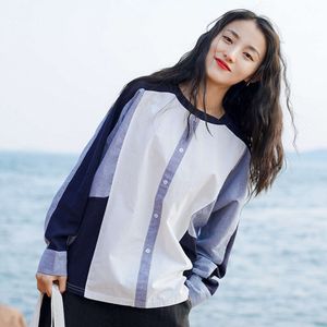 2024 Moda Primavera Nuovo Girocollo Impiombato A Maniche Lunghe T-shirt da Donna Moda Coreana Pullover Allentato Arte di Un Pezzo di Ricambio