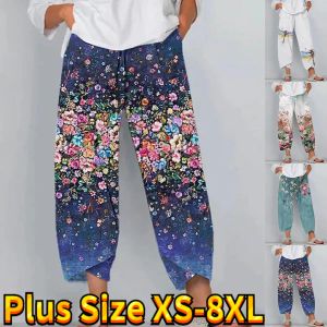 Pantaloni con spacco inferiore da donna Capris pantaloni larghi estivi Harajuku streetwear pantaloni casual pantaloni da donna stampati popolari XS8XL