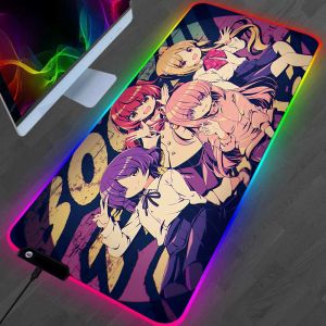 Almofadas Bocchi the Rock LED Gaming Mousepads Grande Tapete de mesa PC Gamer XL Mousepad RGB Mouse Pad Luminoso Mouse Mat com luz de fundo