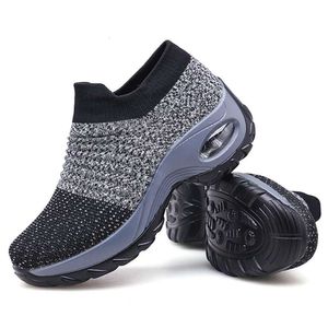 Women's Walking Sock Sneakers - Mesh Slip On Air Cushion Lady Girls Modern Jazz Dance Easy Shoes Platform Loafers