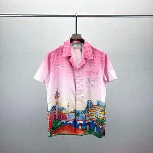 2024 Projektant mody Hawajski List przeplatany koszula plażowa dla mężczyzn designerka jedwabna koszula do kręgli swobodne męskie rozmiar krótkiego rękawów M-3xl #010
