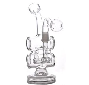 8 inç mini dab teçhizat cam yağ kuleleri geri dönüştürücü bong çift namlu percolator 14mm eklem cam yağ brülörü ile sigara su borusu pi8746352