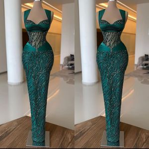 Fashion Halter Evening Dresses Sequined Mermaid Prom Gowns Sleeveless Illusion Rhinestone Custom Made Formal Party Dresses