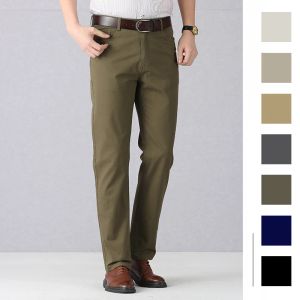 Spodnie Dayton Olive Stretch Chinos: Męskie garniturowe spodnie bawełniane swobodne rozciąganie samce spodnie długie proste wysokiej jakości sukienki 40 42 44