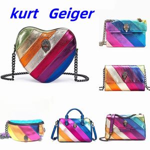 Kurt Geiger El Çantaları Tasarımcı Sling Bag Omuz Çantaları Kartal Kalp Gökkuşağı Çanta Zincirleri Deri Moda Lüks Kadın Çanta Crossbody Yüksek Kaliteli Pembe Siyah Debriyaj