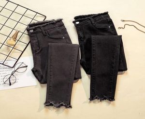 Calças de brim femininas calças jeans cor preta das mulheres jean donna estiramento bottoms feminino calça magro para calças femininas com velo7388983