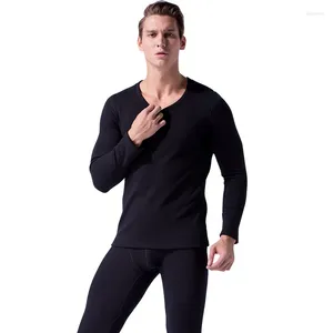 Herren Thermo-Unterwäsche, runder Kragen, lange Unterhosen, Sets, Jacquard-Anzug, Herren, Baumwolle, Winter und Herbst