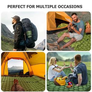 Outdoor Camping Ultralight Inflatable Sleeping Pad Lightweight Carrying Campings Inflatables Mat Moisture Resistant Traveling Car Nap Mat with Built-in Pump