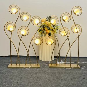 Decoração de adereço de casamento, piso de metal, 5 braços ou 6 brotos, pedestal, luz de led para palco de casamento, corredor, decoração de palco