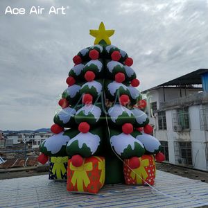 Modelo de árvore de Natal inflável de 6mH e 20 pés de altura com sacos de presente e estrelas para eventos de férias de Natal ou decoração de shoppings