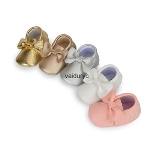 First Walkers New Newborn Baby Walking Shoes Solid Color Bow Casual PU Tassel Anti-slip Soft Cotton Sole FemaleH24229