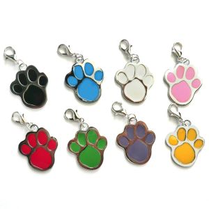 Tags Wholesale 20pcs Custom Identity Paw Shape Pet ID Dog Tags Personalized Engraved Keyrings Supplies Cat Name Phone Accessories