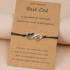 Charm armband enkel söt djur räv liten katt armband för kvinnor tjej oändlighet symbol rem rep vänskap kärlek smycken gåva