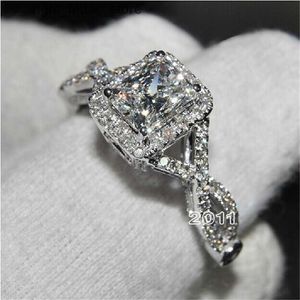 Anéis vintage quadrado 3ct laboratório anel de prata bijou noivado anéis de casamento para mulheres jóias de noiva 240229