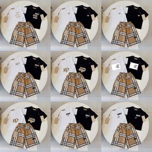 T-shirt Set Marca impressão Conjuntos de Roupas Designer Crianças Crianças 2 Peça Puro Algodão Roupas Bebê Meninos Menina Crianças Moda Appare V1pk #