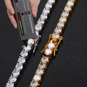 Zincirler 3mm -5mm1 satır moissanite tenis zincir kolye unisex hip hop takı ince sterling gümüş 925 kadın erkek hediyesi263b