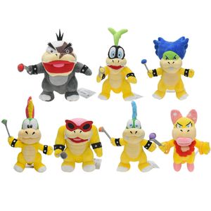 Schönes Cartoon-Bowser-Jr-Plüschspielzeug, süßes Baby-Bowser-Wendy-Morton-Plüschtier im Stehen und Sitzen, 7 Stile im Bundle