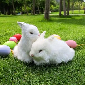 Wypchane pluszowe zwierzęta żywy realistyczny model królika pluszowy króliki futro referze się zwierzęta wielkanocne symulacja królicza model urodzinowy Furry Rabbit Toy