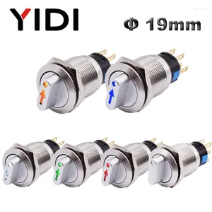 Akıllı Ev Kontrolü 19mm 2 3 Konum Metal Seçici Döner Anahtar Mandal Alma Düğmesi SPDT ile 12V LED ile Aydınlatılmış 1NO1NC Açık