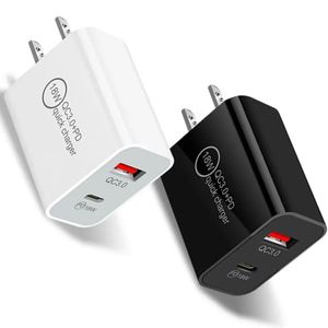 Carregadores QC3.0 PD 20W 18W 12W 2.4A Eu US AC Home Travel USB C Carregador de parede Adaptador de carregadores PD para Iphone huawei Samsung htc Android carregador rápido de telefone