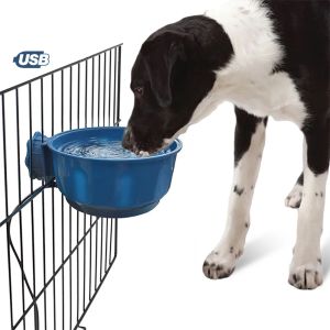 Alimentazione Ciotola per cani Riscaldamento Ciotola per acqua di alimentazione Gabbia per animali domestici Appesa Alimentatore di acqua potabile riscaldata per l'inverno per cani Gatti Conigli Polli