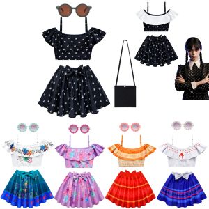 Swimwear 2023 Summer Wednesday Addams Girls Swimsuit Toddler Princess Two Piece Swimwear Baby Kids Ruffle Bathing Suit Bikini Beachwear