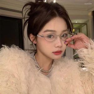 Sunglasses Frames LIXIA Bling Metal Frame Glasses For Women Designer Luxury Eye Glass Men Crystal Oval Ladies Diamond Shades