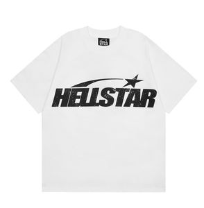 T-shirt Hellstar per uomini e donne, gioventù artistica, stampa di lettere alla moda, collo rotondo, vestiti di grandi dimensioni a maniche corte in bianco e nero