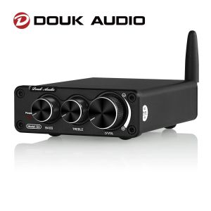 Hoparlörler Douk Audio Mini Bluetooth 5.0 100W Güç Amplifikatörü HiFi Sınıf D Stereo Dijital Amper Hoparlör Tiz Bas Kontrolü için