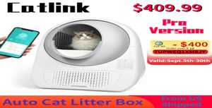 Diğer Kedi Malzemeleri Catlink Lüks Otomatik Çöp Kutusu WiFi Uygulama Kontrolü Çift Koku Kendi Kendini Temizleme Tuvalet Yarı kaplı tepsi Sani7465685