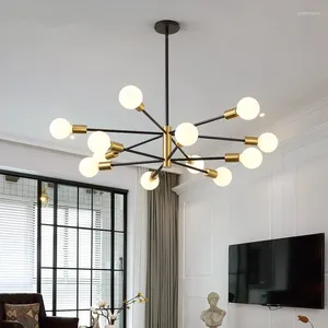 Chandeliers Nordic Vintage Chandelier Black Gold For Living Room Bedroom Decor Iron Art Bulbs Home Indoor Dinning Lighting