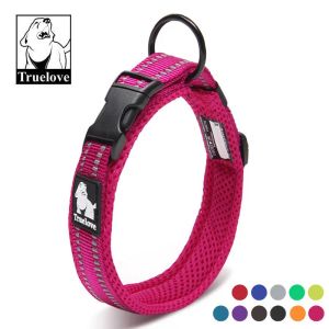 Collars Truelove Soft Padded Mesh Dog Collar 3M Reflective Nylon Walking Training Dog Leads Stock Running Dog Pet Collar 11 Colors