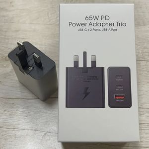 Süper Hızlı Şarj Cihazı Adaptörü 65W Hızlı Şarj 3 bağlantı noktası USB C Cep Telefonu Küp PD Samsung S23 S22 AB ABD UK FİKLİ perakende kutusu ile Güç Küpleri