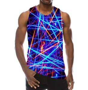 Blue Lines Tank Top for Men 3D Print Psychedelic Sleeveless Pattern Graphic Vest Streetwear Novel Hip Hop Tees 2204259294606