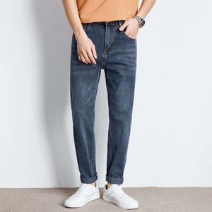 Мужские весенние новые джинсы 2024 года в Корейском стиле с прямыми штанинами, тонкие, удобные модные брендовые брюки
