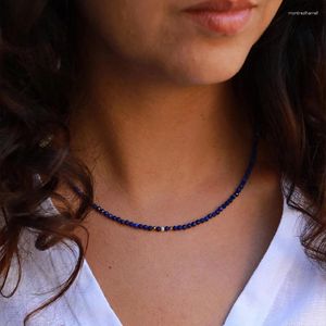 Pingentes facetados azul profundo lapis lazuli colar pedra natural chocker atacado contas mãe filha presentes