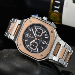 Orologi da polso Modello BR Sport Campana al quarzo Orologio multifunzione di lusso da uomo d'affari in acciaio inossidabile completo Calendario da uomo Ross Square Wris287H